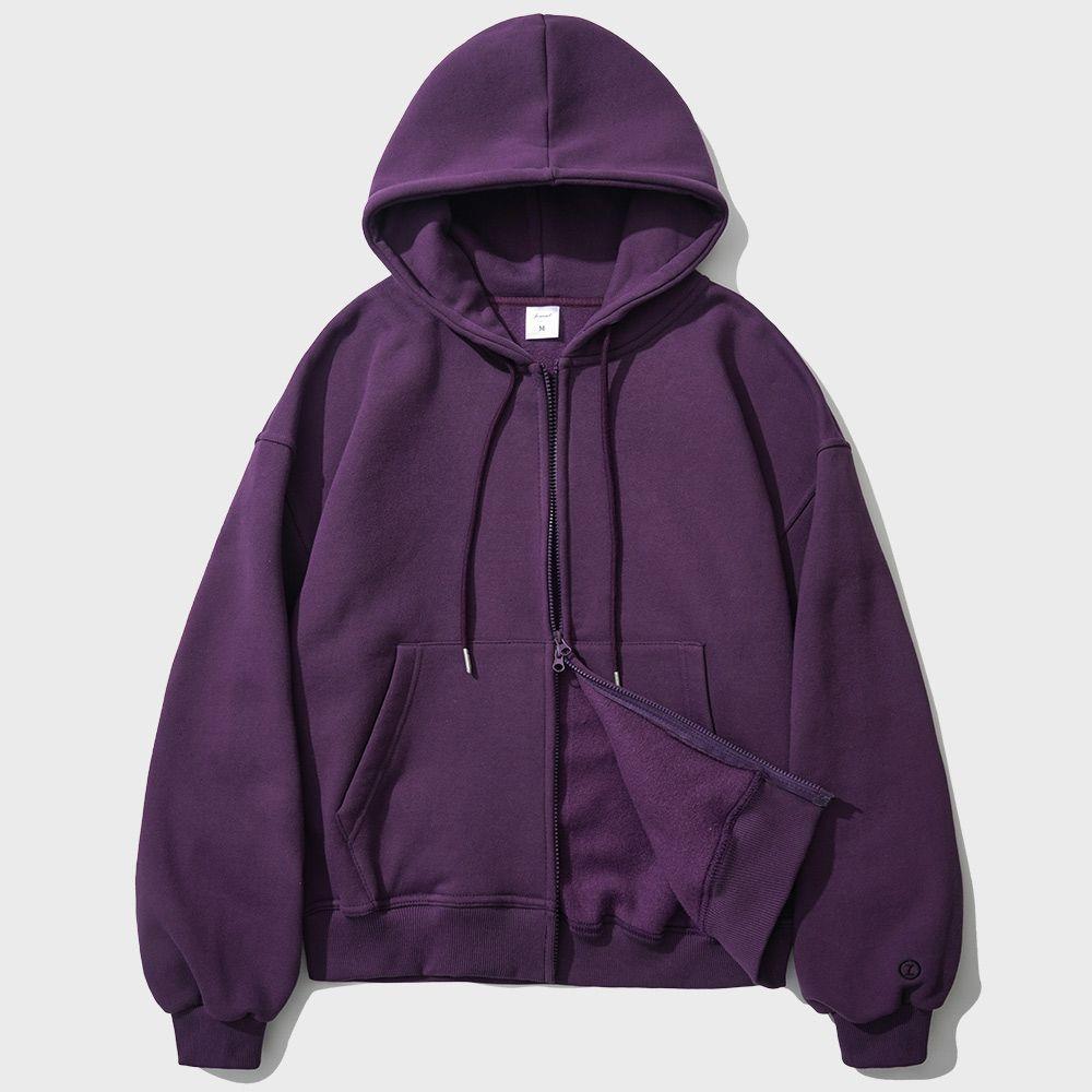 로그 오버핏 투웨이 기모 후드집업 6종 달리아퍼플 YHHD2462