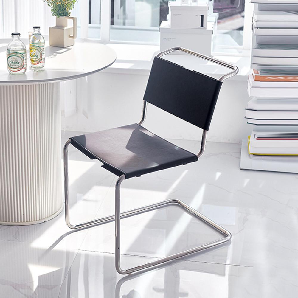 C2542 르셀 체어 가죽 캔틸레버 사이드 알든 철제 디자인 의자