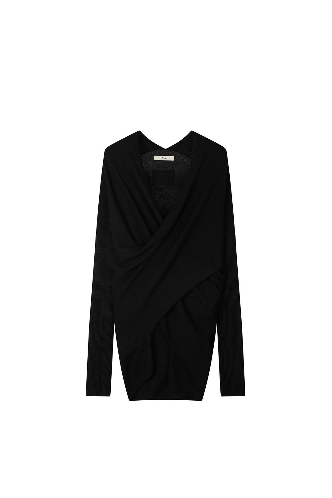 FLUID KNIT DRAPE CARDIGAN IN BLACK