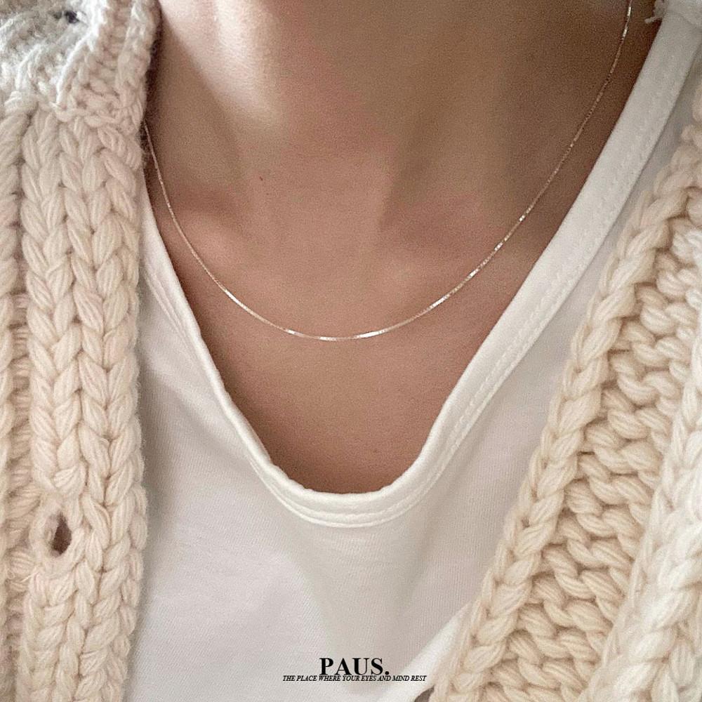 Paus.실버 925 슬림 박스 체인 목걸이 2 colors