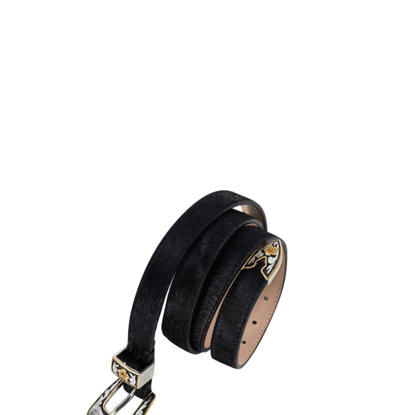 Black Hair-On Hide Belt