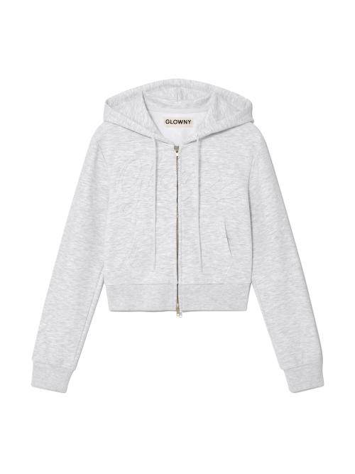 JORDAN CROP ZIP-UP HOODIE (MELANGE GRAY)