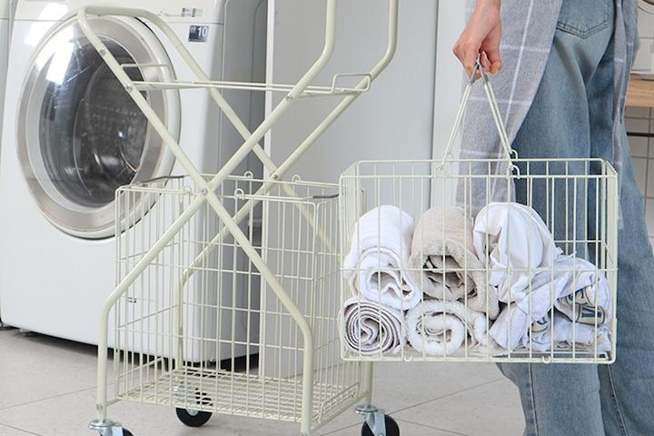 [주말특가] 2단 이동식 빨래 바구니 세탁 트롤리