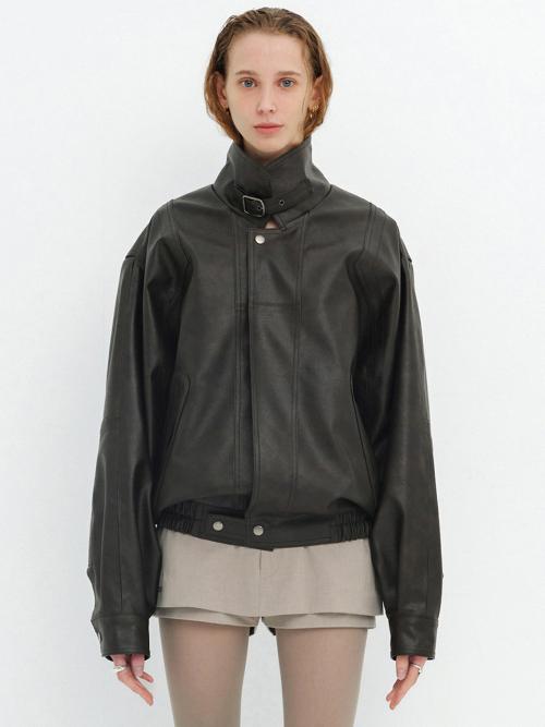 CRACK LEATHER JACKET / BROWN
