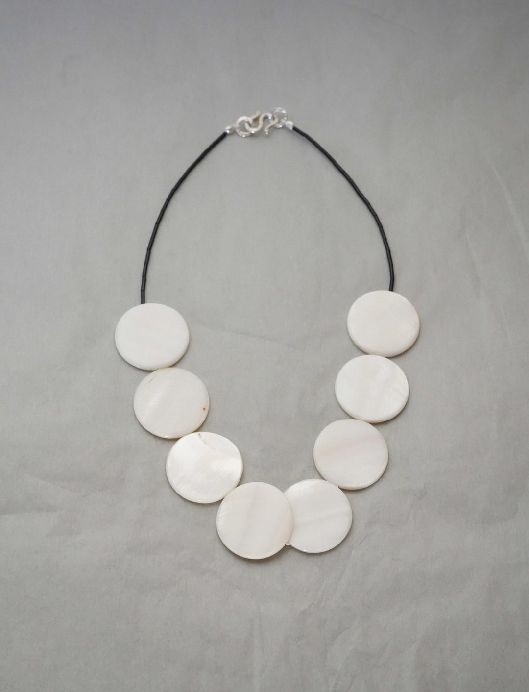 Boldness of white necklace (lines and dots)