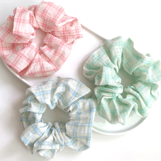 청량체크 헤어슈슈 스크런치 (3color)