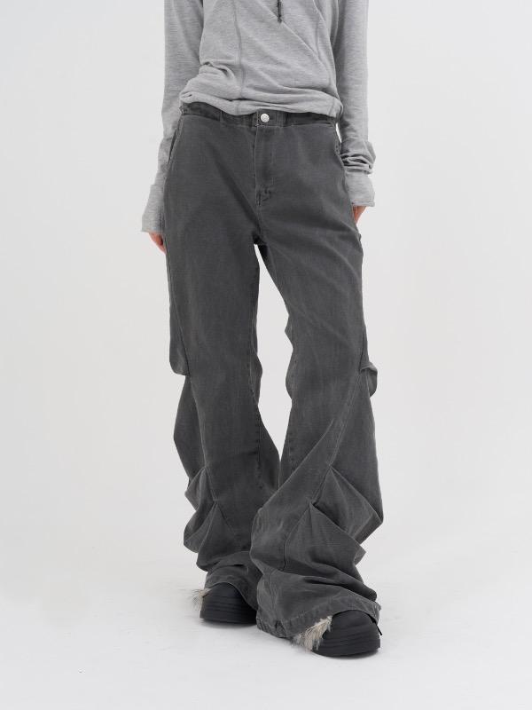 out pintuck boots cut pants