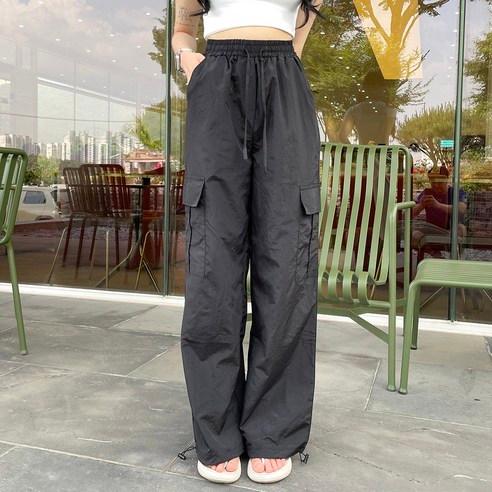 VANANA2 여성 오버핏 아노락 스트링 바스락 밴딩 조거 힙 와이드 팬츠 - 트레이닝복 | 쿠팡