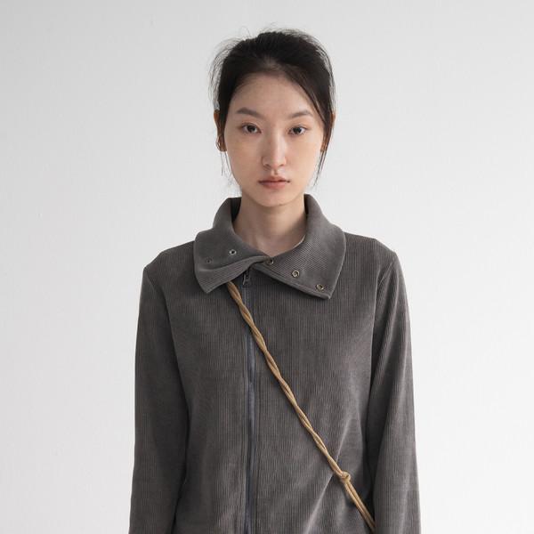 Modified Neck Double Zip-Up (Gray)