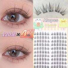 Atopos 가닥 인조 속눈썹 자연스러운 부분 속눈썹 연장 10+11+12mm 10줄 120가닥 대용량 블랙 라인, 4개