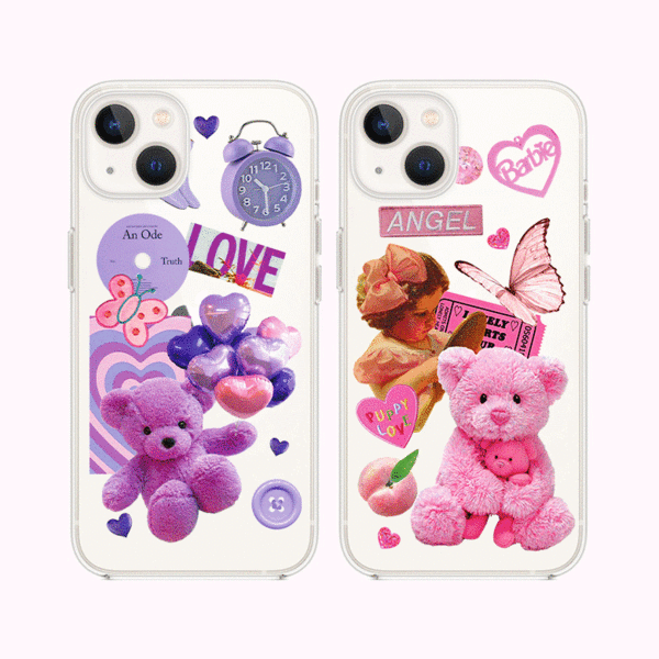 [액정필름증정] MADE BLING (전기종제작)_ 컬러풀베어 키치 콜라주 디자인