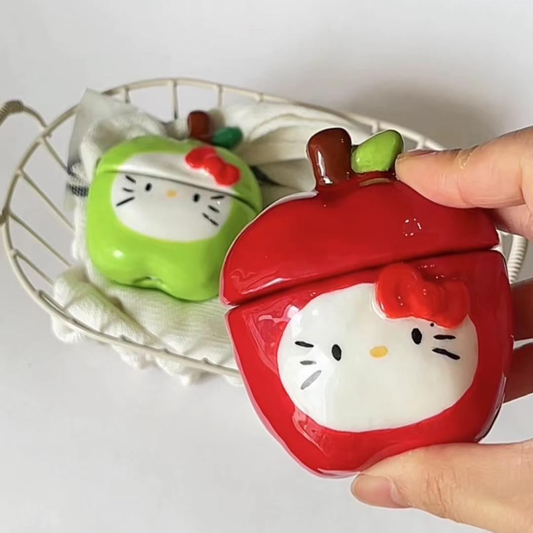 레드 그린 풋사과 키티 에어팟 케이스