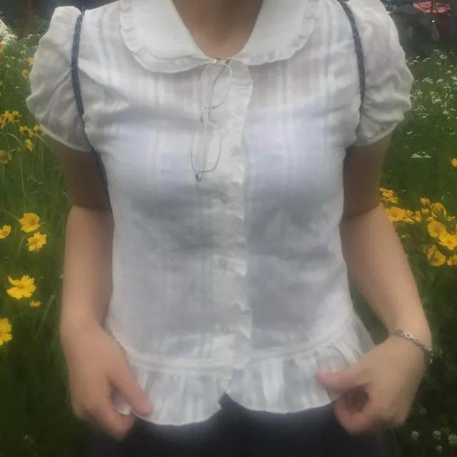 밀크티 퍼프 블라우스