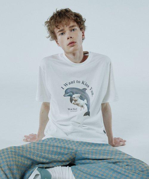 퍼피돌핀 점핑 반팔티 오버핏 화이트