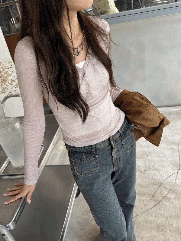 신시 시스루 헨리넥 골지 긴팔티