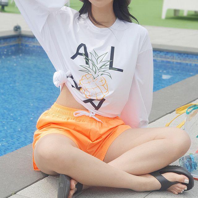 [오버핏/바캉스룩] 파인애플 박시 래쉬가드 비치웨어