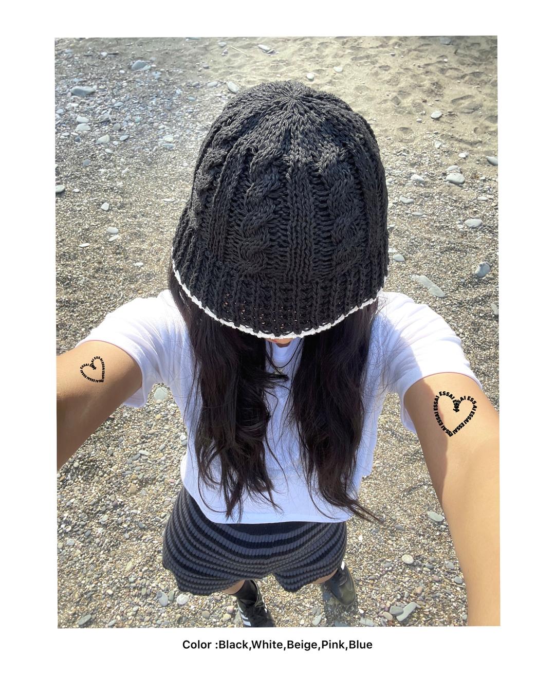 배색 지사 여름 벙거지 버킷햇 밀집모자(5cols)