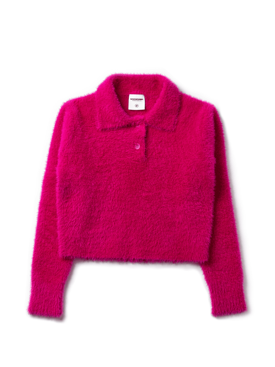 CROPPED COLLAR KNIT SWEATER MAGENTA(FOR WOMEN)