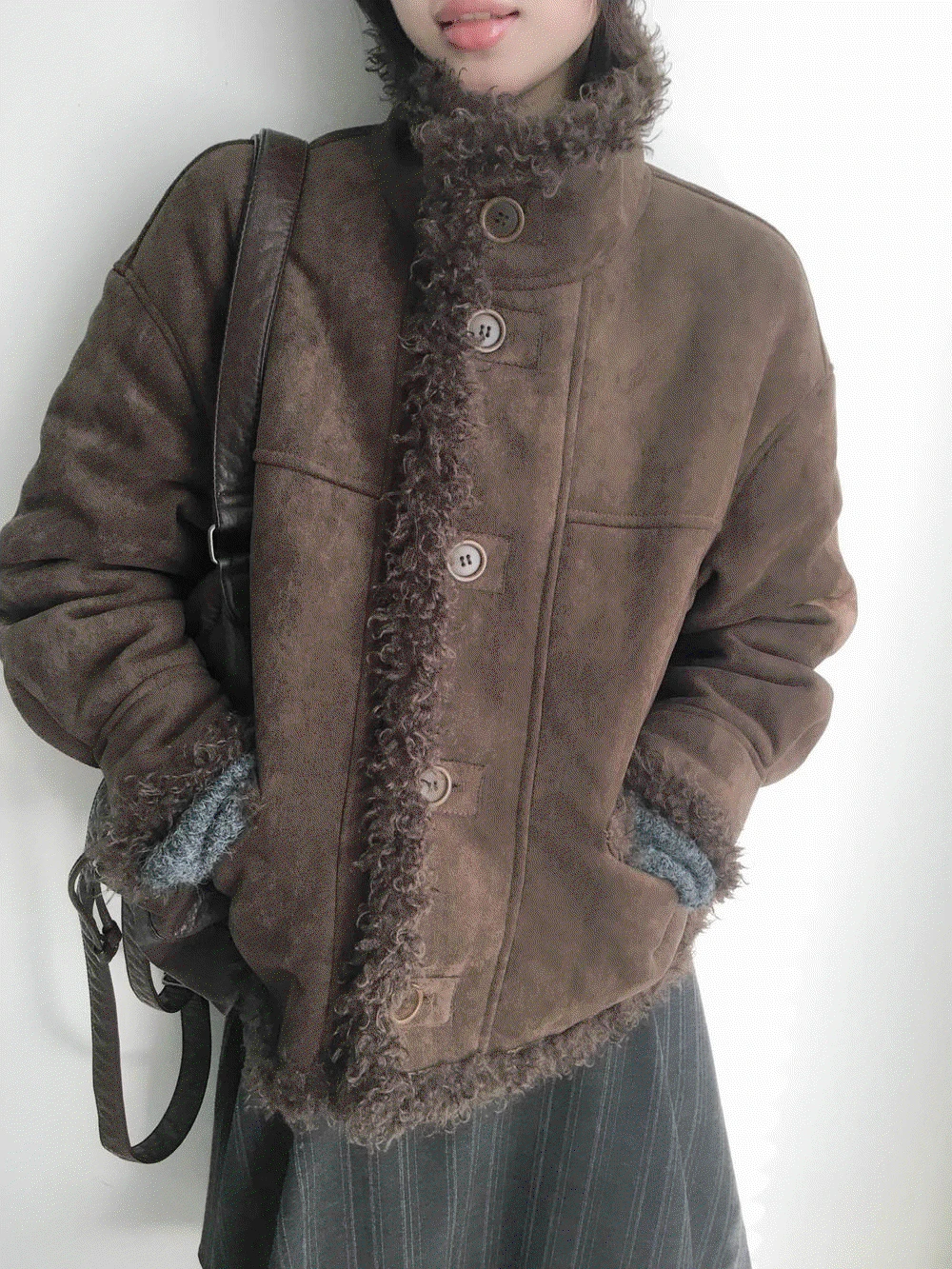 리버시블 부클 무스탕 (브라운)