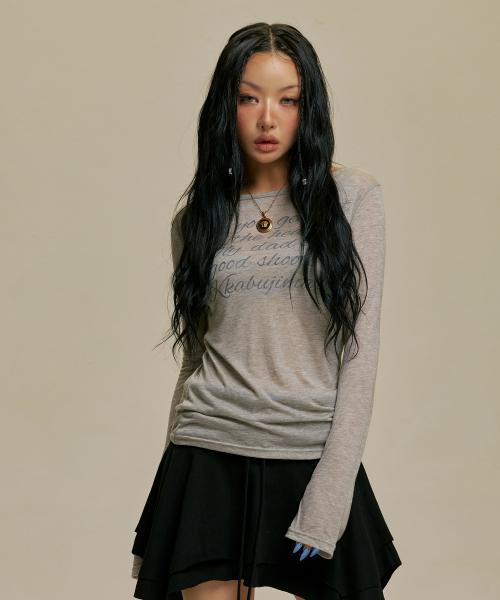 LETTERING SHEER LONG SLEEVE_GY