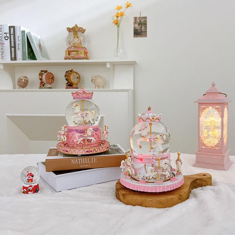 앤틱 입체 회전목마 오르골 워터볼 스노우볼 2컬러