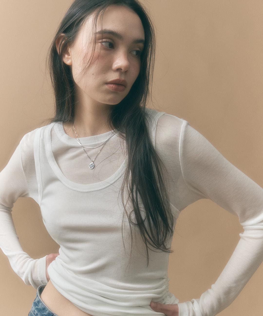 몽돌 [SET] 사이드 셔링 레이어드 티셔츠 화이트 MDTS067WHITE