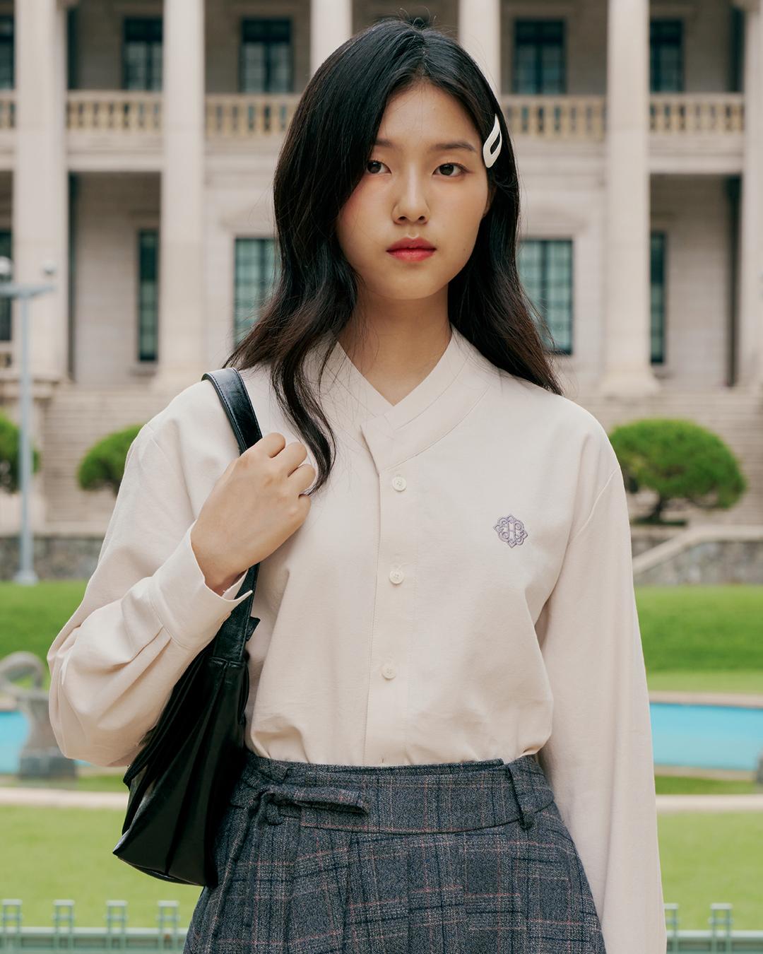 코튼 깃셔츠 연베이지