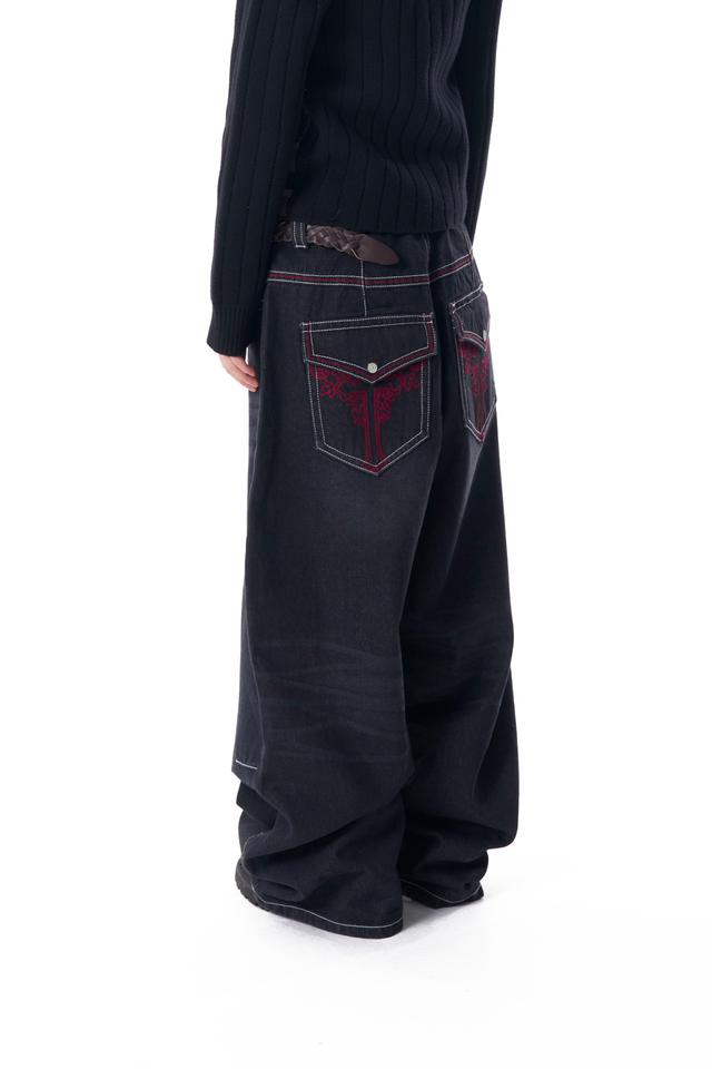 아캄 Knee Incision Washed Denim Pants (Blue) - 위시버킷