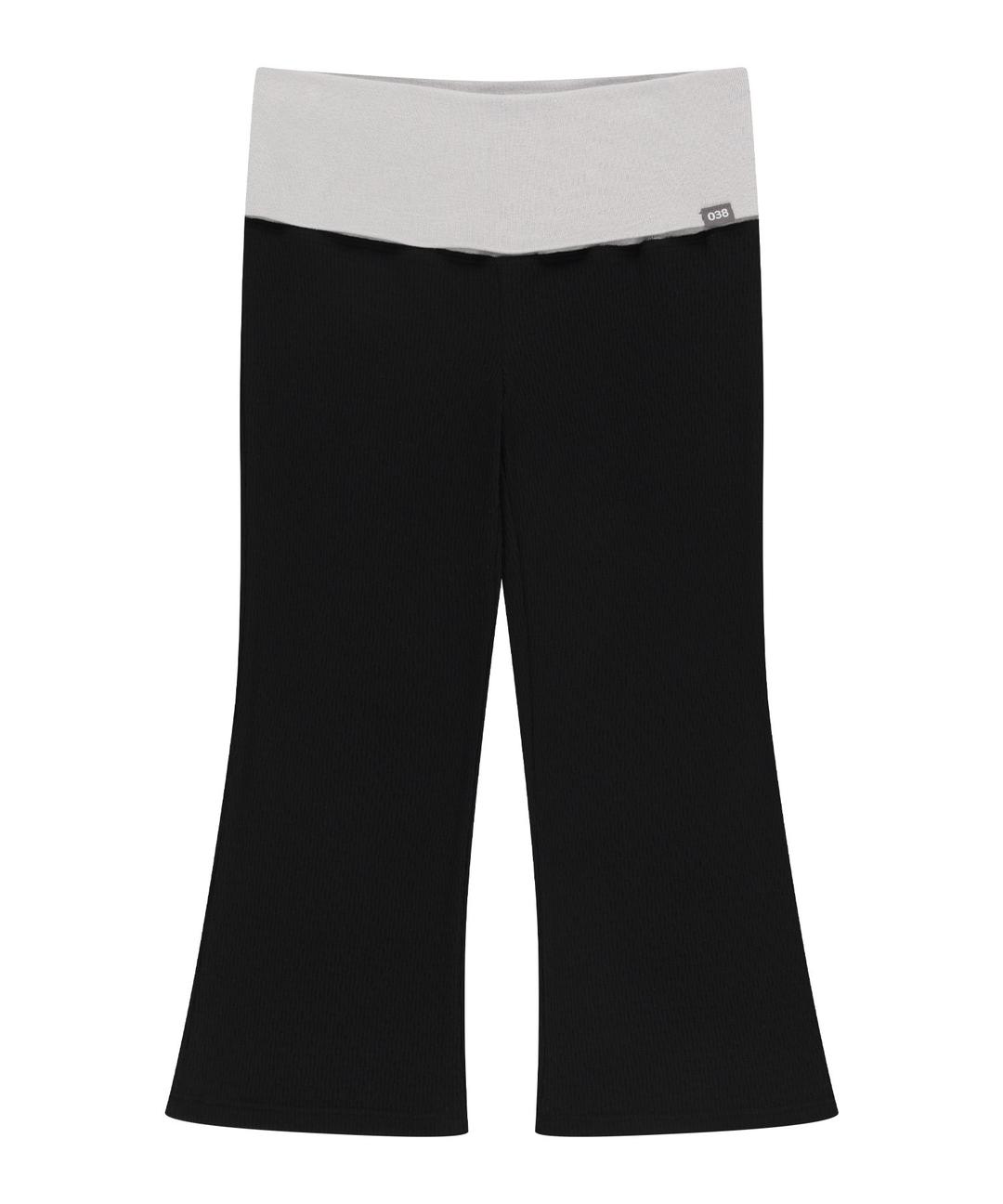 038 MINI WAFFLE FOLDING LEGGINGS BLACK