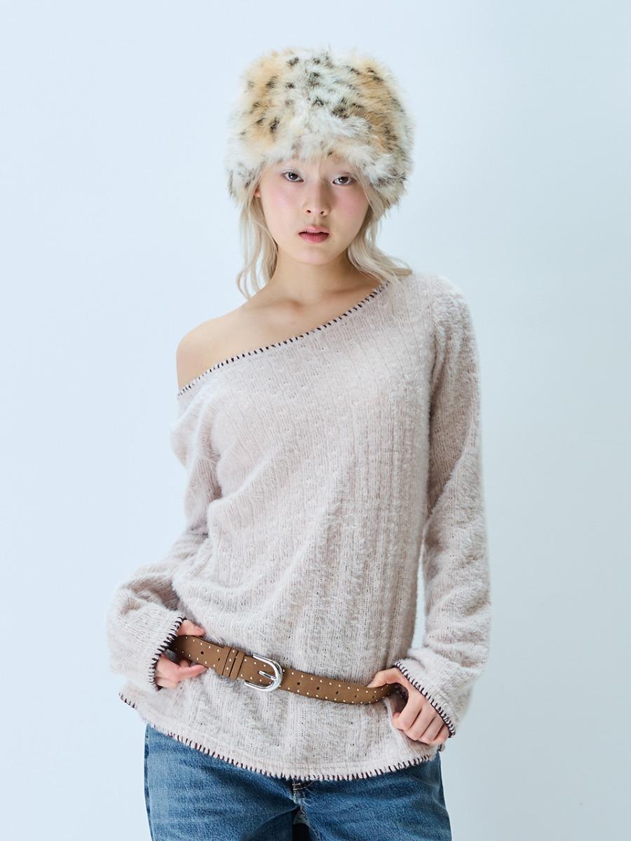 L21 SNOW PLUFFY MINI DRESS TOP(BEIGE)