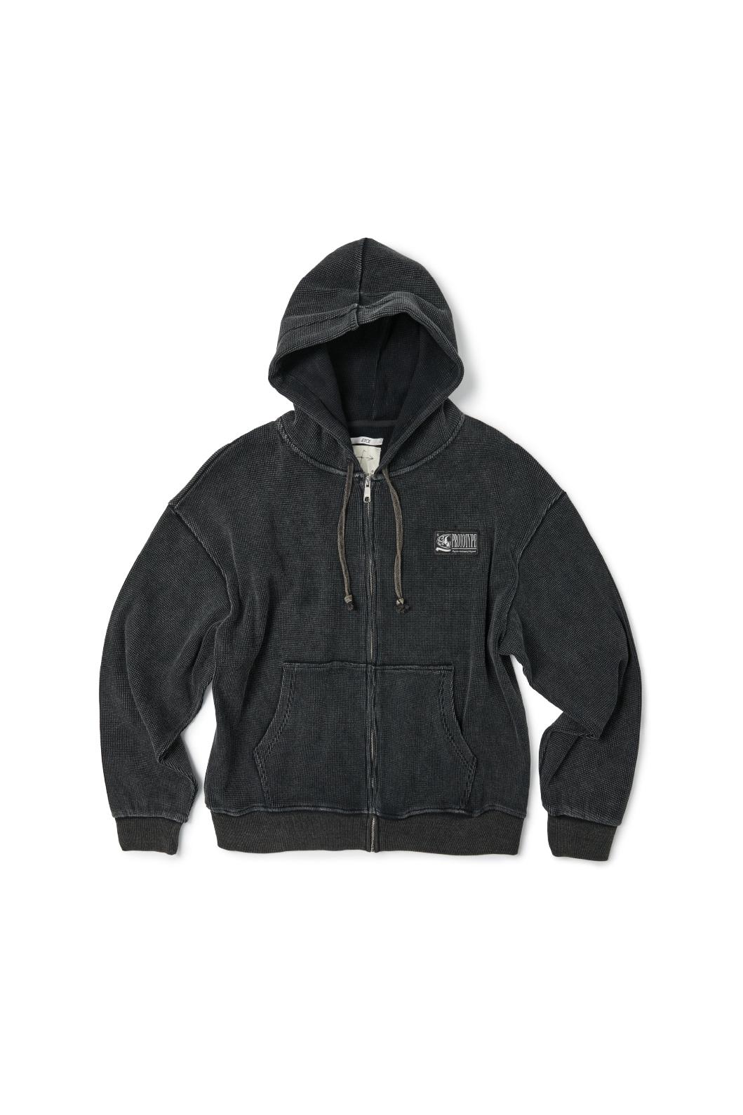 PROTOTYPE WAFFLE HOOD ZIP UP (CHARCOAL)