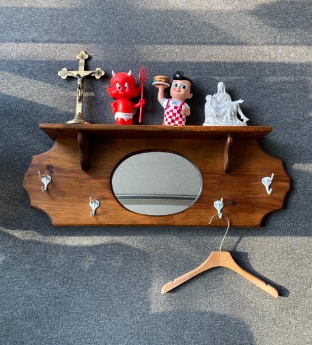 [U.S.A]70s oak wood mirror & coat-rack(코트렉).