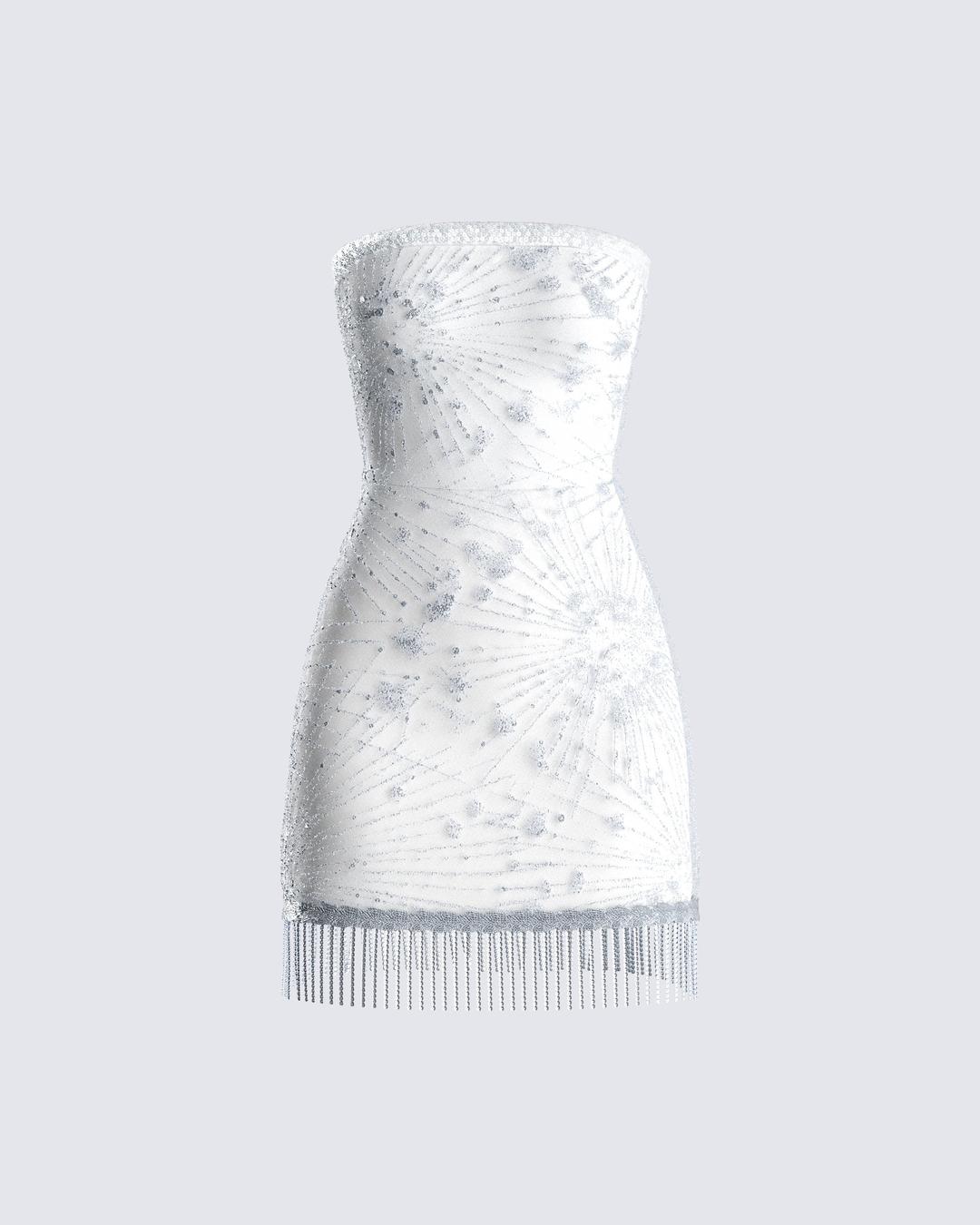 Jocelyn White Sequin Mini Dress - XS