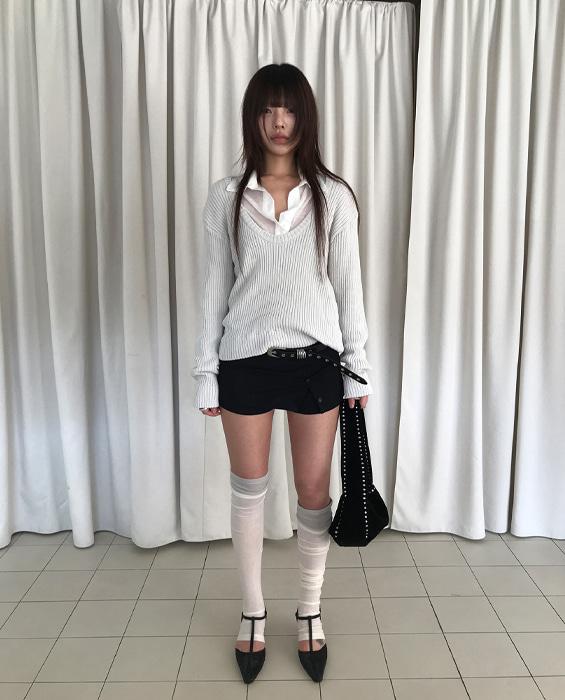 그로우 딥유넥 니트 3col