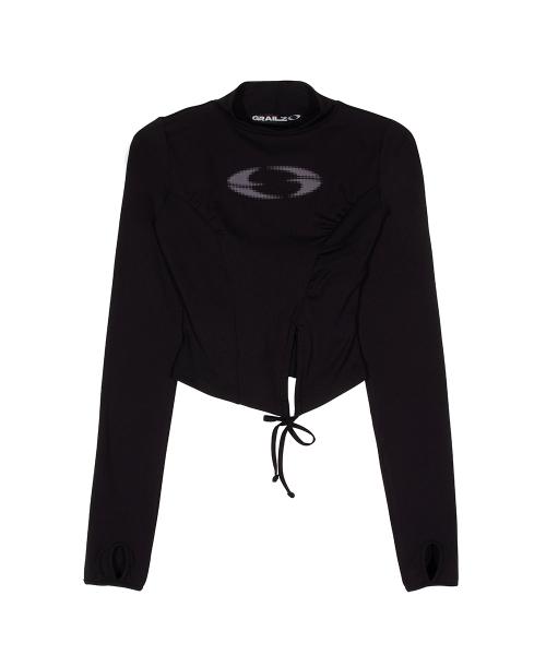 RIBBON MOCKNECK TOP [BLACK]