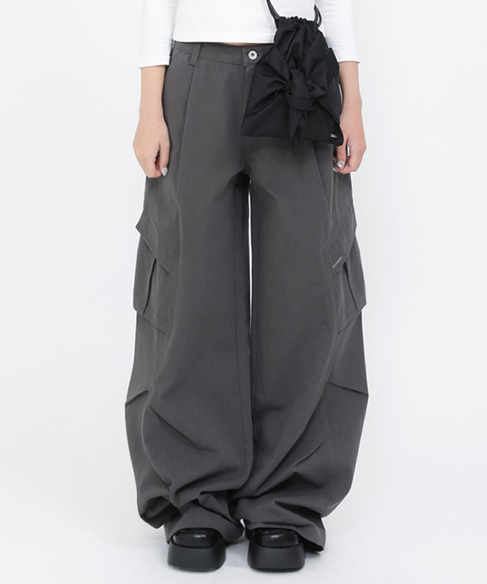 [3/13 release] Pocket pintuck wide pants CHARCOAL