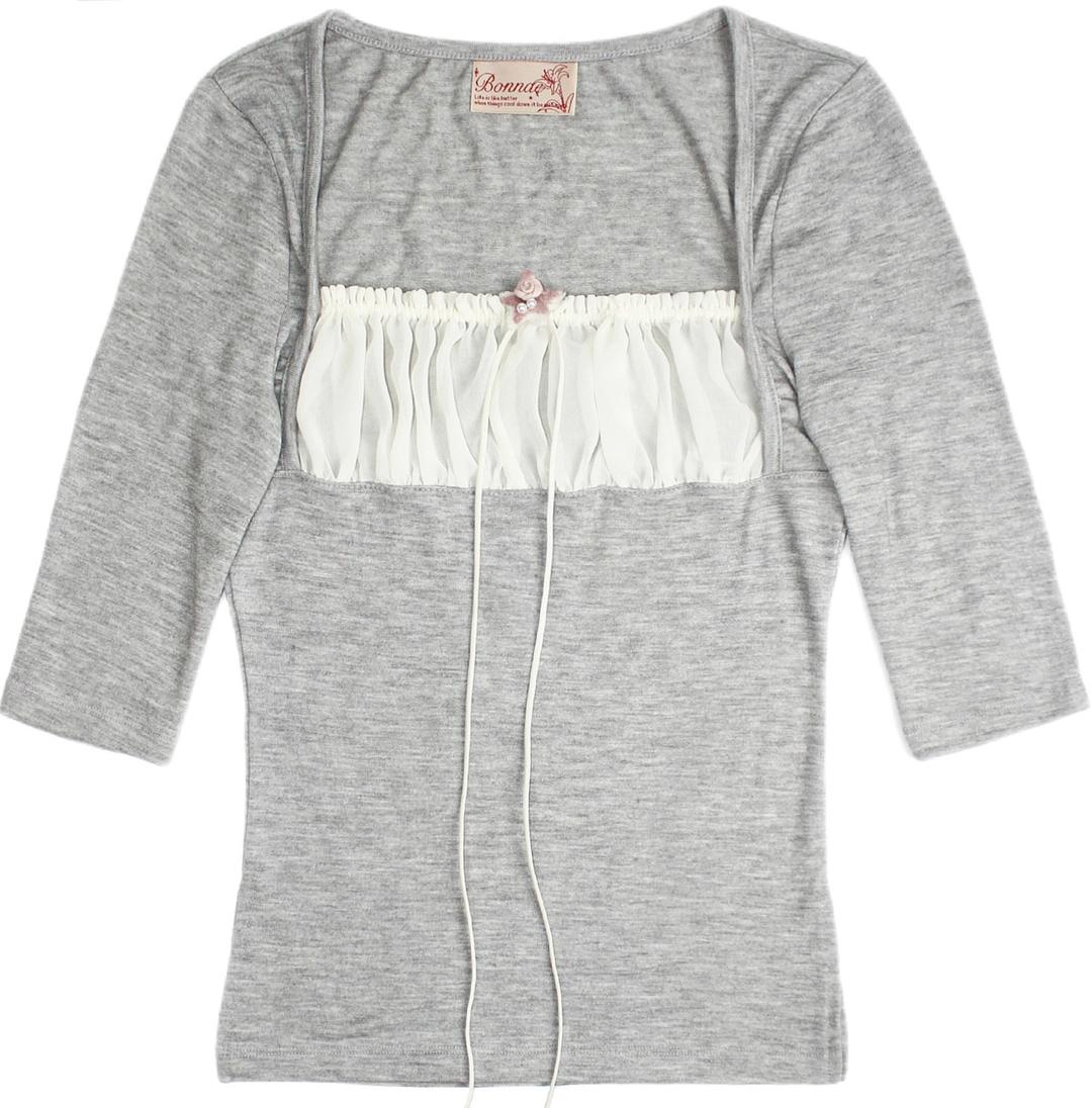 Rose shirring top (Melange gray)