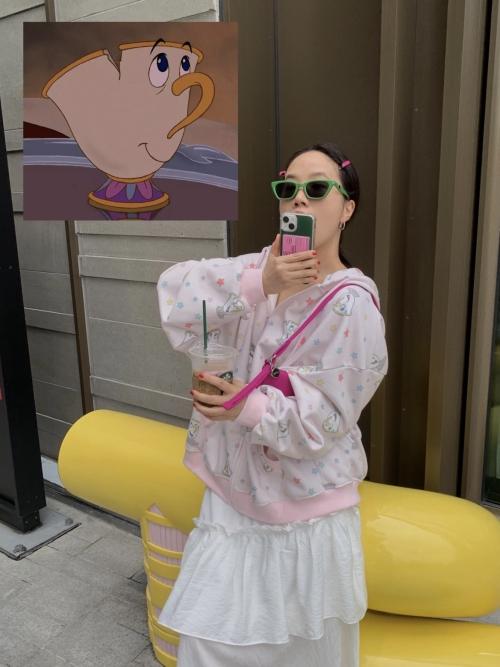 [MADE BY JOOBERRY] 디즈니정품* CHIP POTTS ZIP UP HOODIE - PINK/GREY