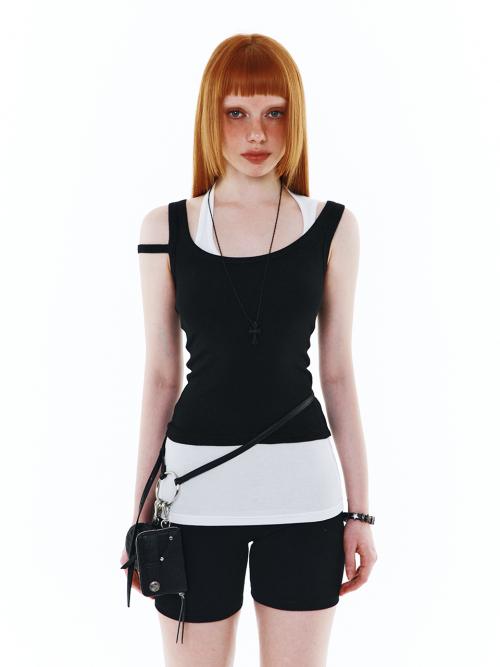 DOUBLE-LAYERED TANK TOP BLACK