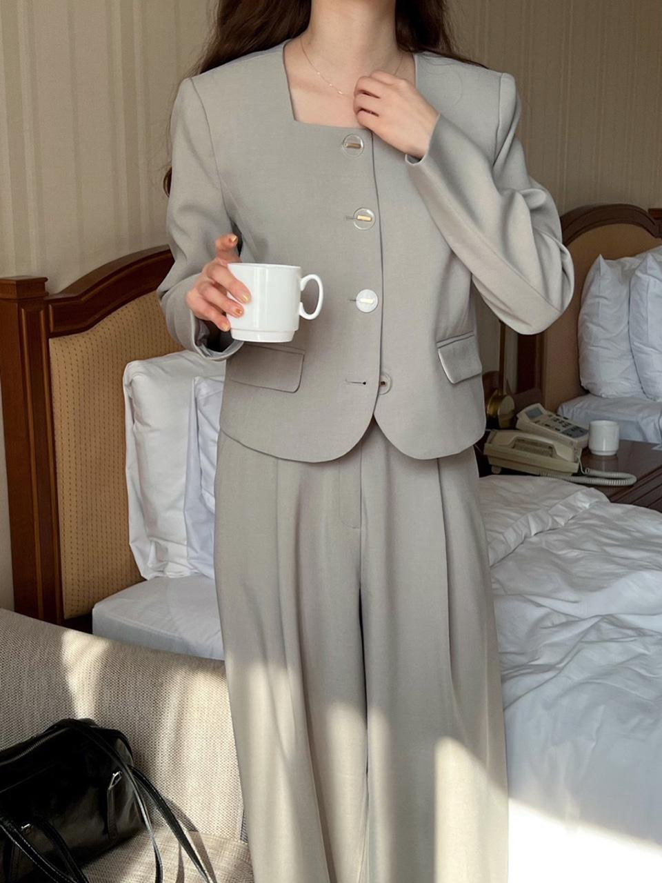 포멀 스퀘어넥 숏자켓 (3color / 하객룩 추천)