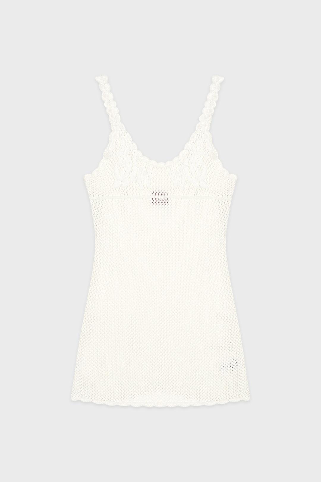 Rose Embroidered Knit Sleeveless Dress (Cream)