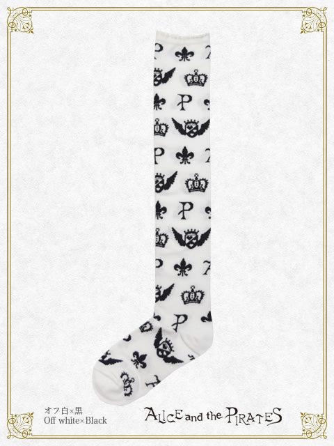 A/P Relief Over-the-Knee Socks - オフ白×黒 White×Black