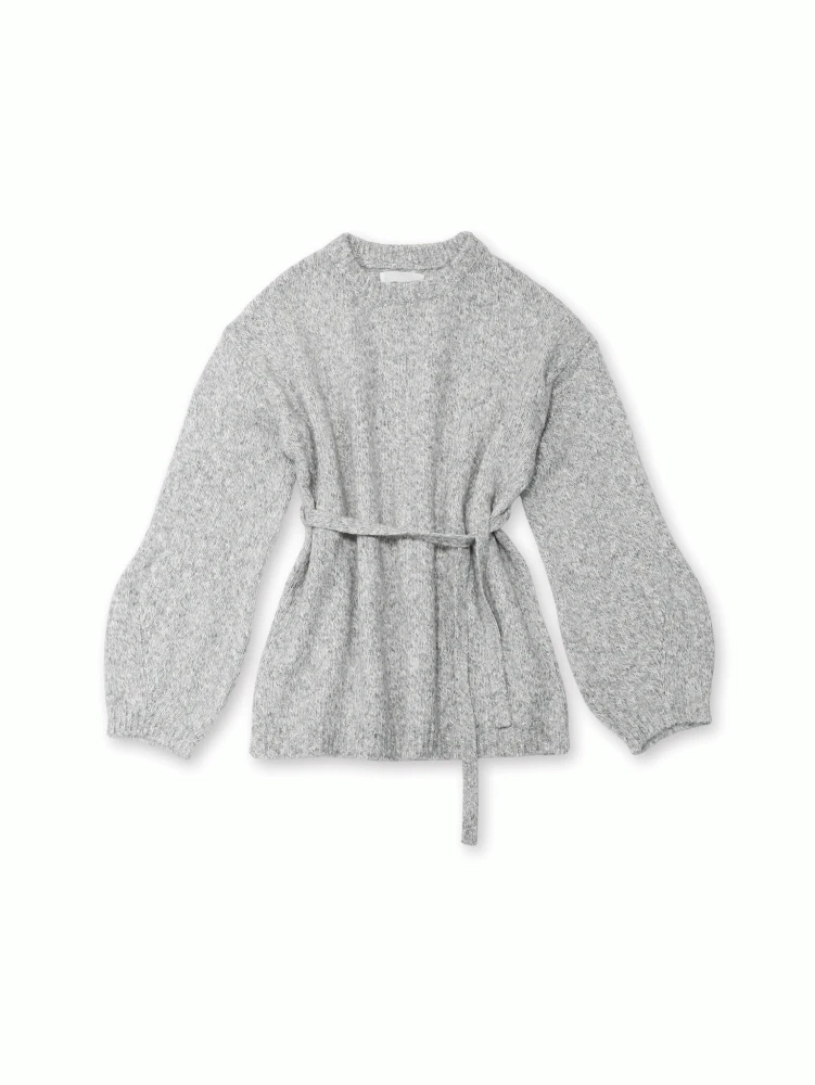 belted wool blend knit top