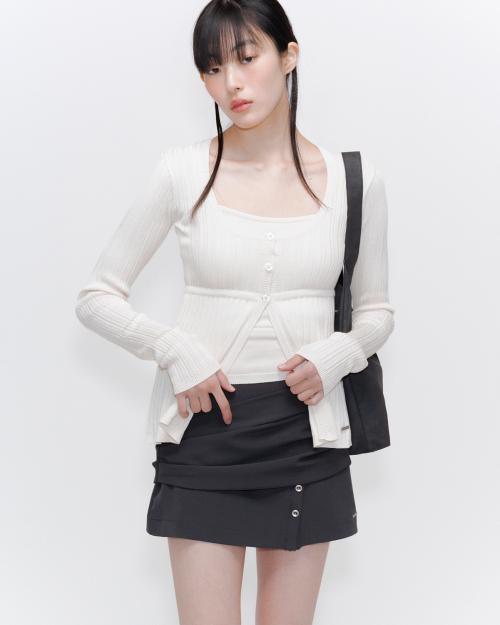 미세키서울(MISEKI SEOUL)  Ribbed layered cardigan knit IVORY - 사이즈 & 후기 | 무신사
