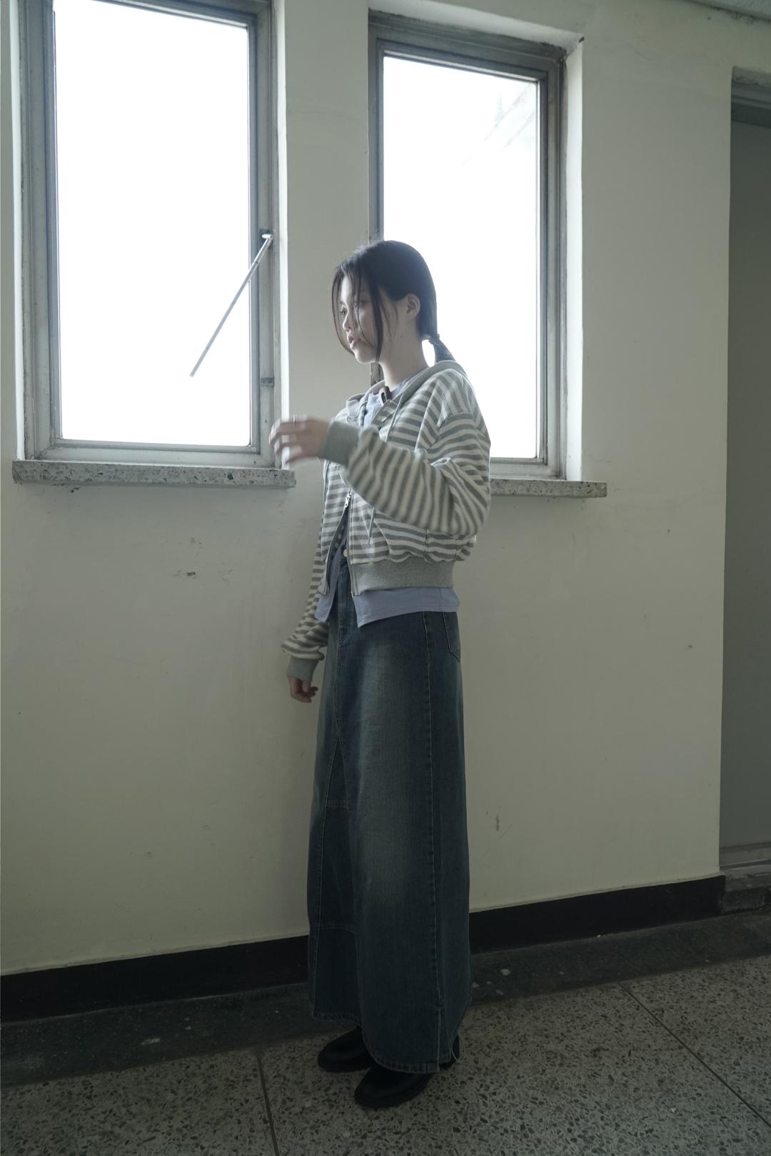 Stripe crop hoody