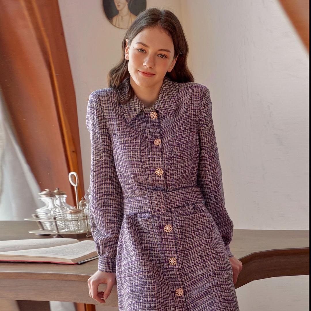 20FW CALLA23 Twinkle ops Premium  Tweed Purple ( 프리미엄 원피스 )