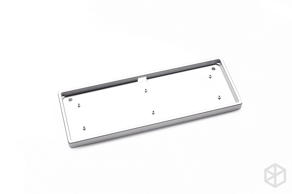 Anodized Aluminium flat case with metal feet for custom mechanical keyboard black siver grey colorway for daisy 40% mini - Daisy Flat Silver