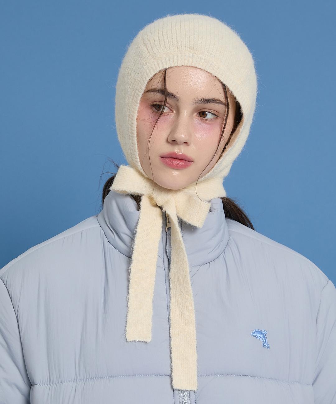 헤어리 리본 바라클라바 아이보리