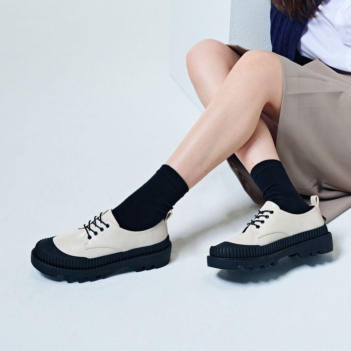 [정소민 착용] 라운드 토 플랫폼 더비 슈즈 412339001 (3.8cm/2colors)