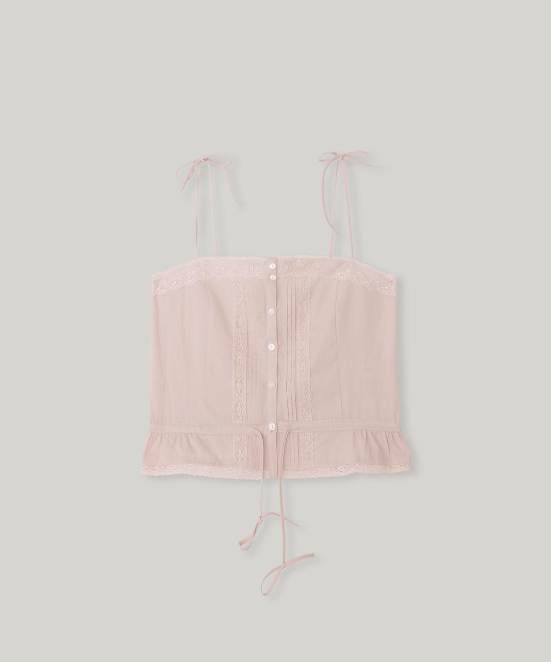 [open promotion sale -5%] 로지 레이스 뷔스티에 탑 (powder pink)